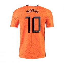 Camisola Países Baixos MEMPHIS 10 Equipamento Primeiro Euro 2020 Manga Curta